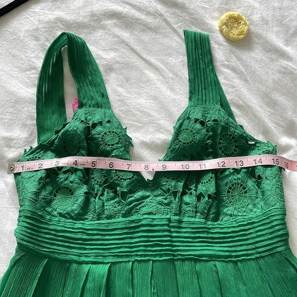 CATHERINE MALANDRINO COCKTAIL DRESS IN EMERALD GREEN SILK, SZ 8 - Picture 9 of 11